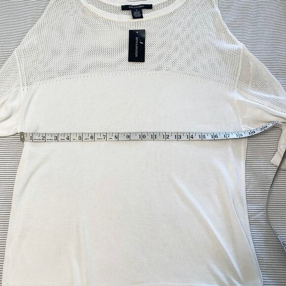 89th & Madison Bleached White Crochet knit beachy Coastal Neutral top Medium - Picture 8 of 8